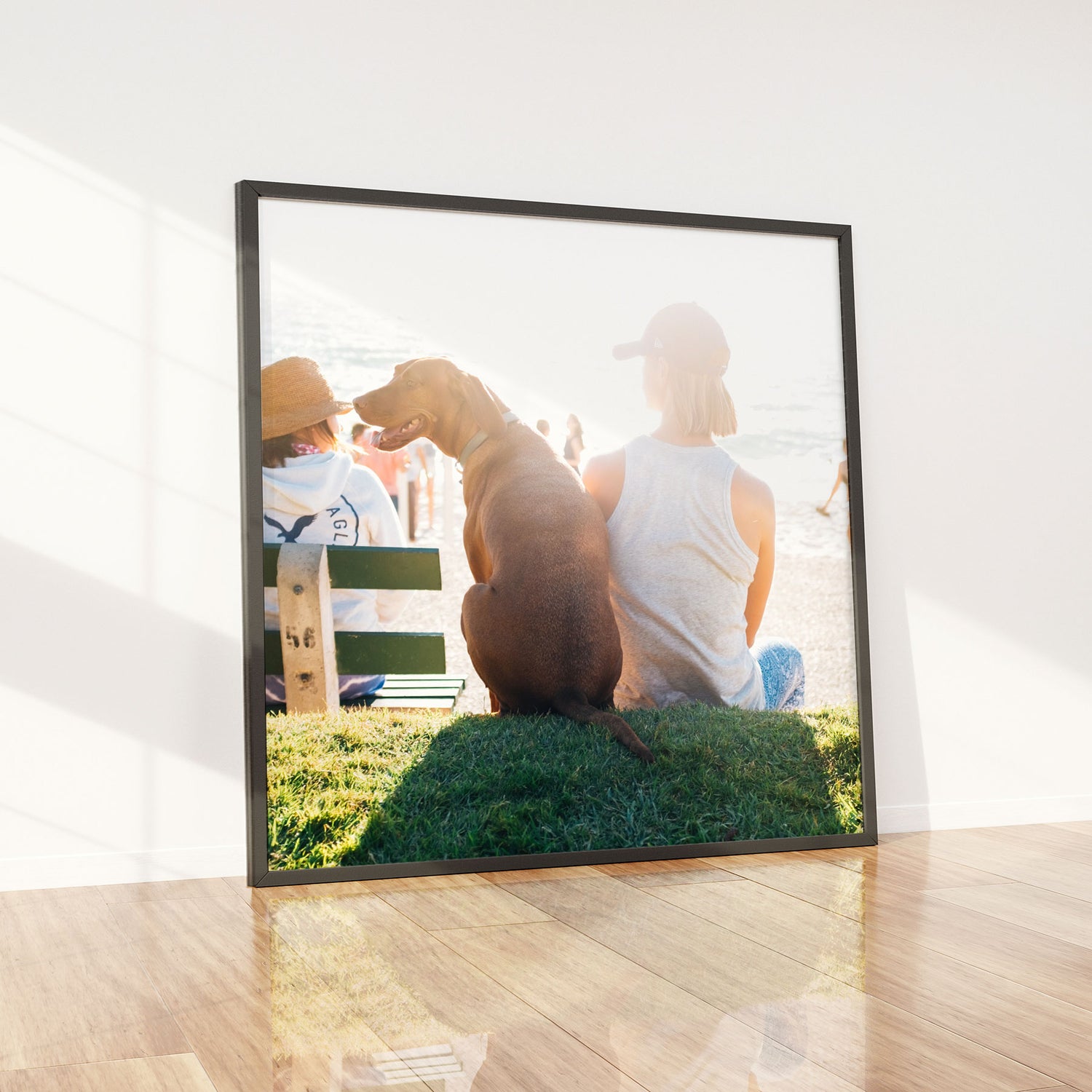 Acrylic Print in Frame - Photo of Person with Dog