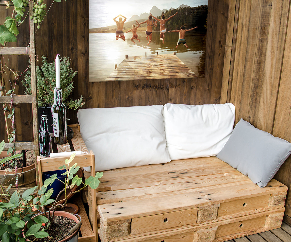 Outdoor Decor Metal Wall Art Displayed Above Patio Seating
