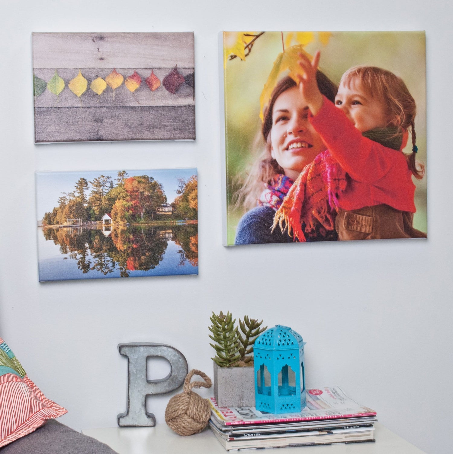 Photos Printed on Canvas in a Home