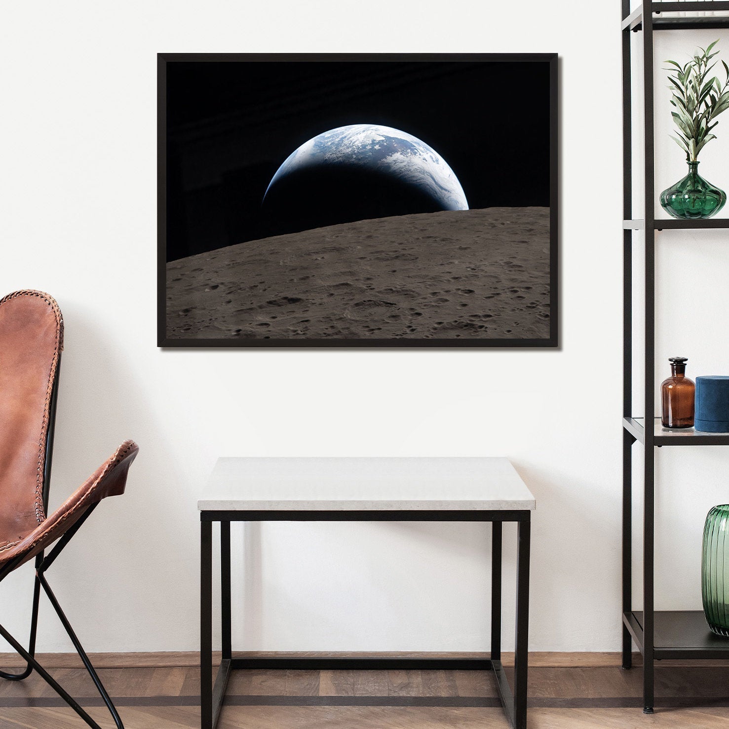 NASA Moon + Earth Image Printed and Displayed on Wall