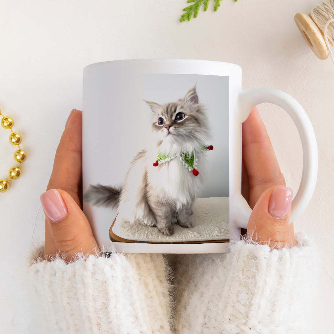 Photo of a cat printed on a mug