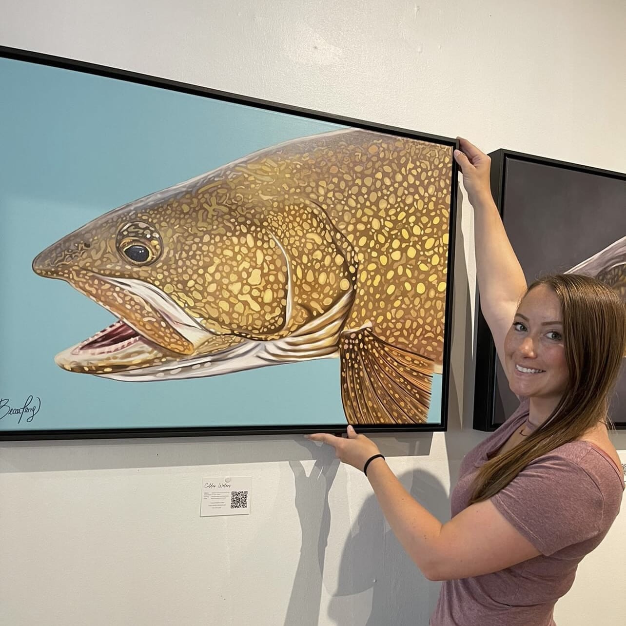 Canadian Artist Becca Perry with Canvas Print of Original Painting