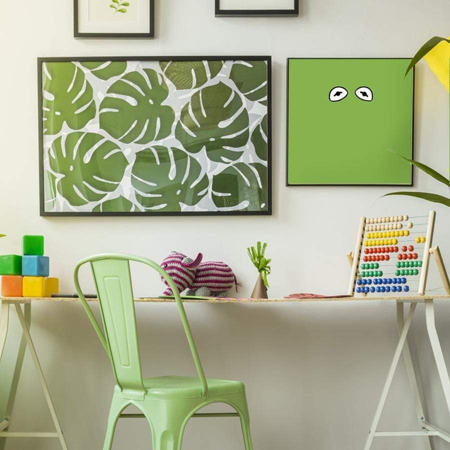 Decorating with green decor and photo art