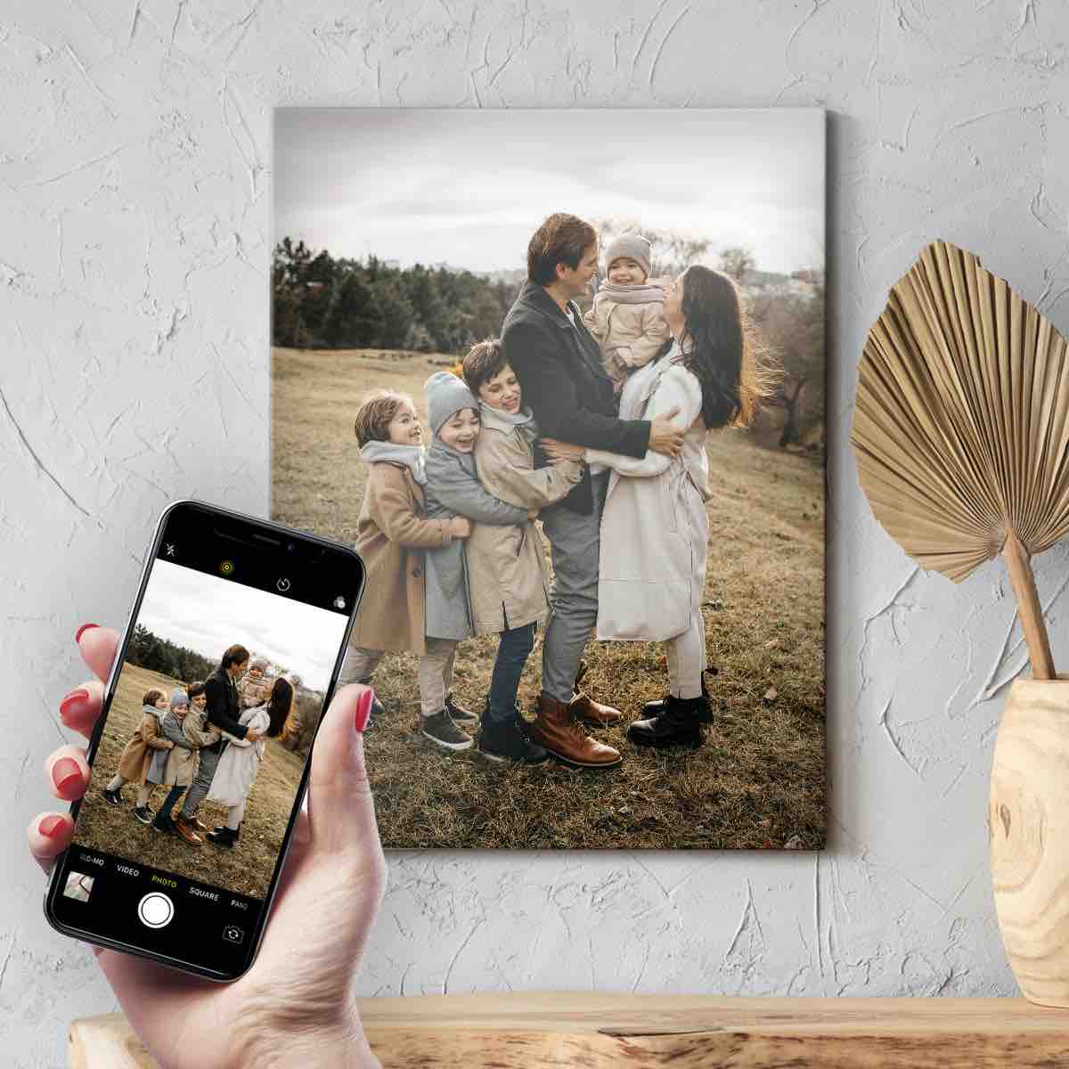 Family Instagram Photo Seen on the Phone and Printed