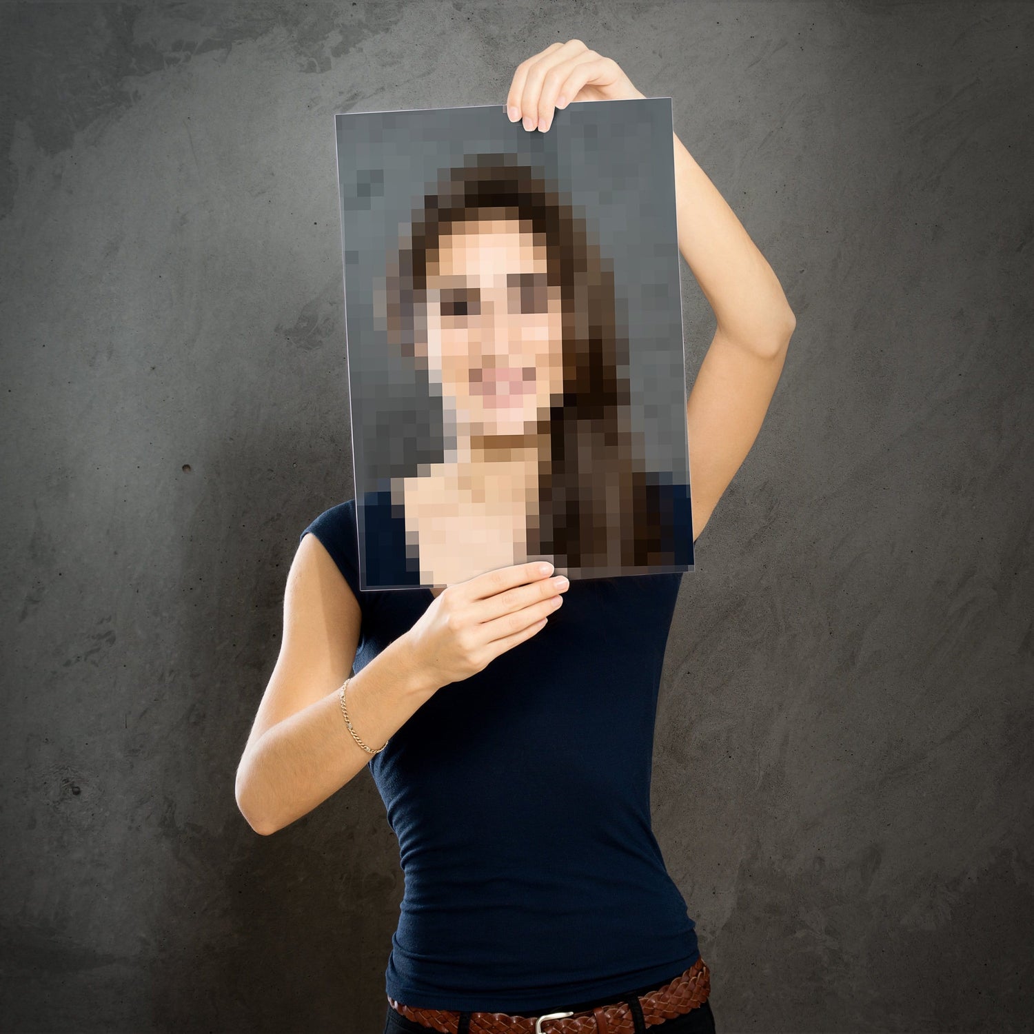 Woman Holding Low Resolution Photo Print